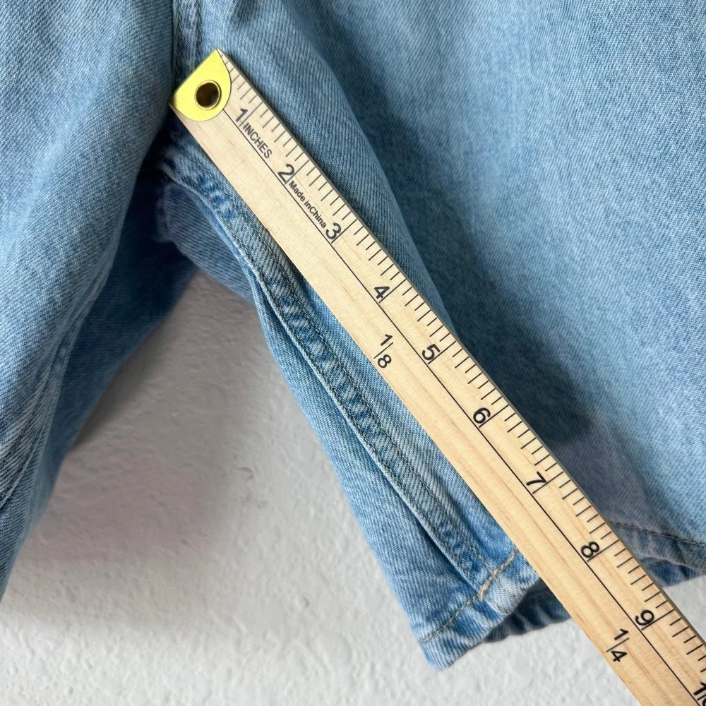 Mango MNG Denim Mens Size 34‎ Light Wash Blue  Pleated Relaxed Fit Cotton Shorts